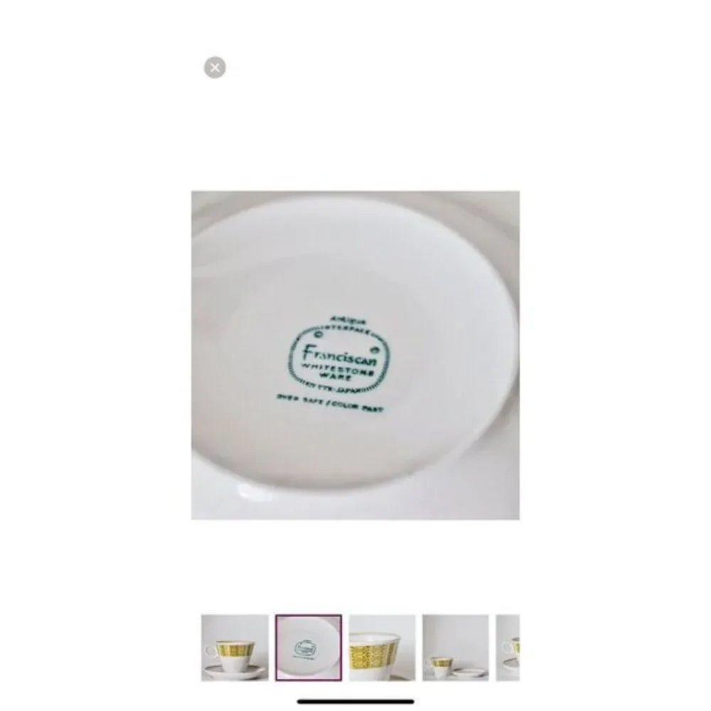 MCM Franciscan Antigua Whitestone Ware  cup and‎ saucer Set Of 6